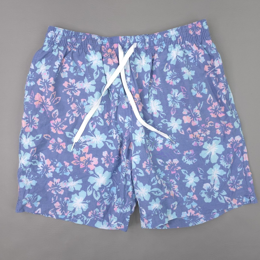 Chubbies Swim Trunks‎ Shorts Mens Large Blue Floral 7 Inseam Mesh Lined Stretch